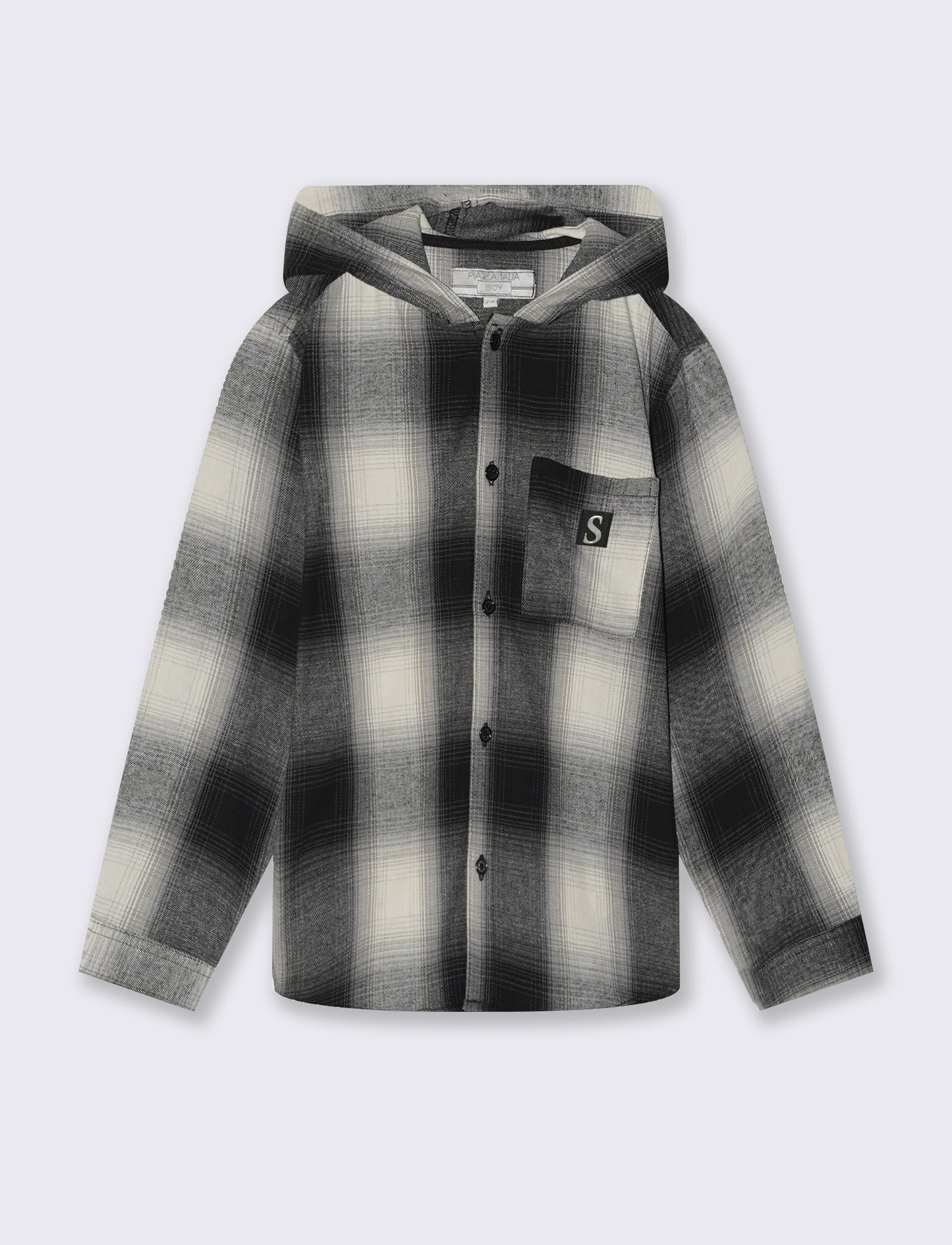 Camicia flanella a quadri con cappuccio - Fantasia