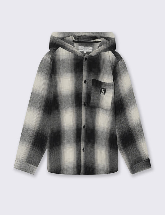 Camicia flanella a quadri con cappuccio - Fantasia