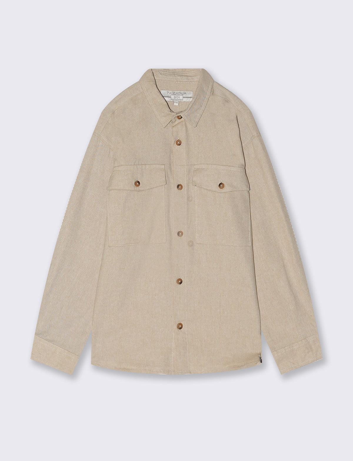 Flannel shirt with pockets and cargo pockets - Beige