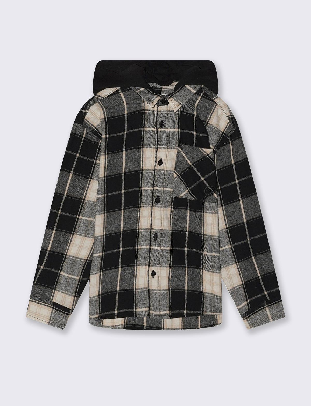 Camicia flanella quadri con cappuccio staccabile - Fantasia
