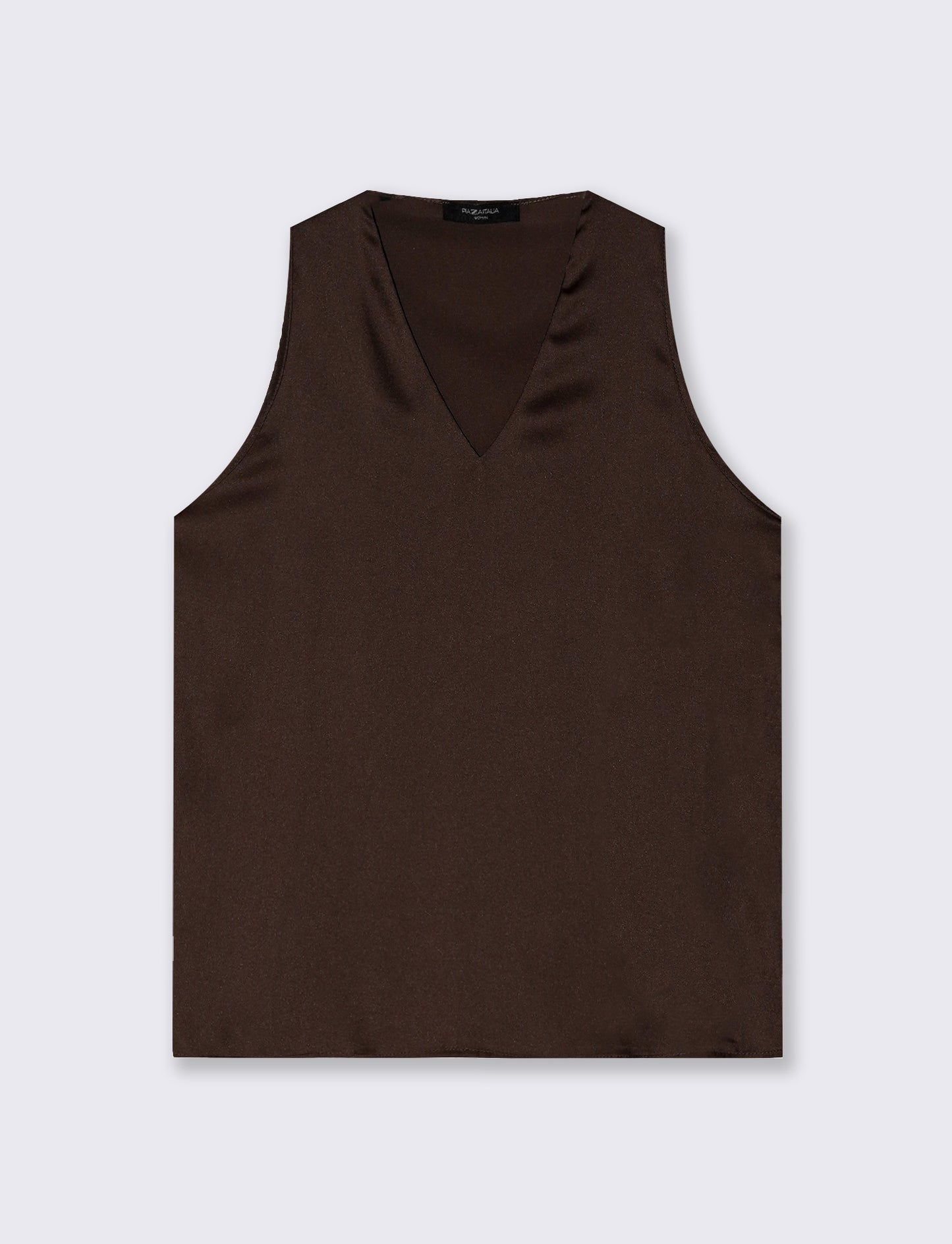 Top Scollo a V in Tessuto Leggero - Beige