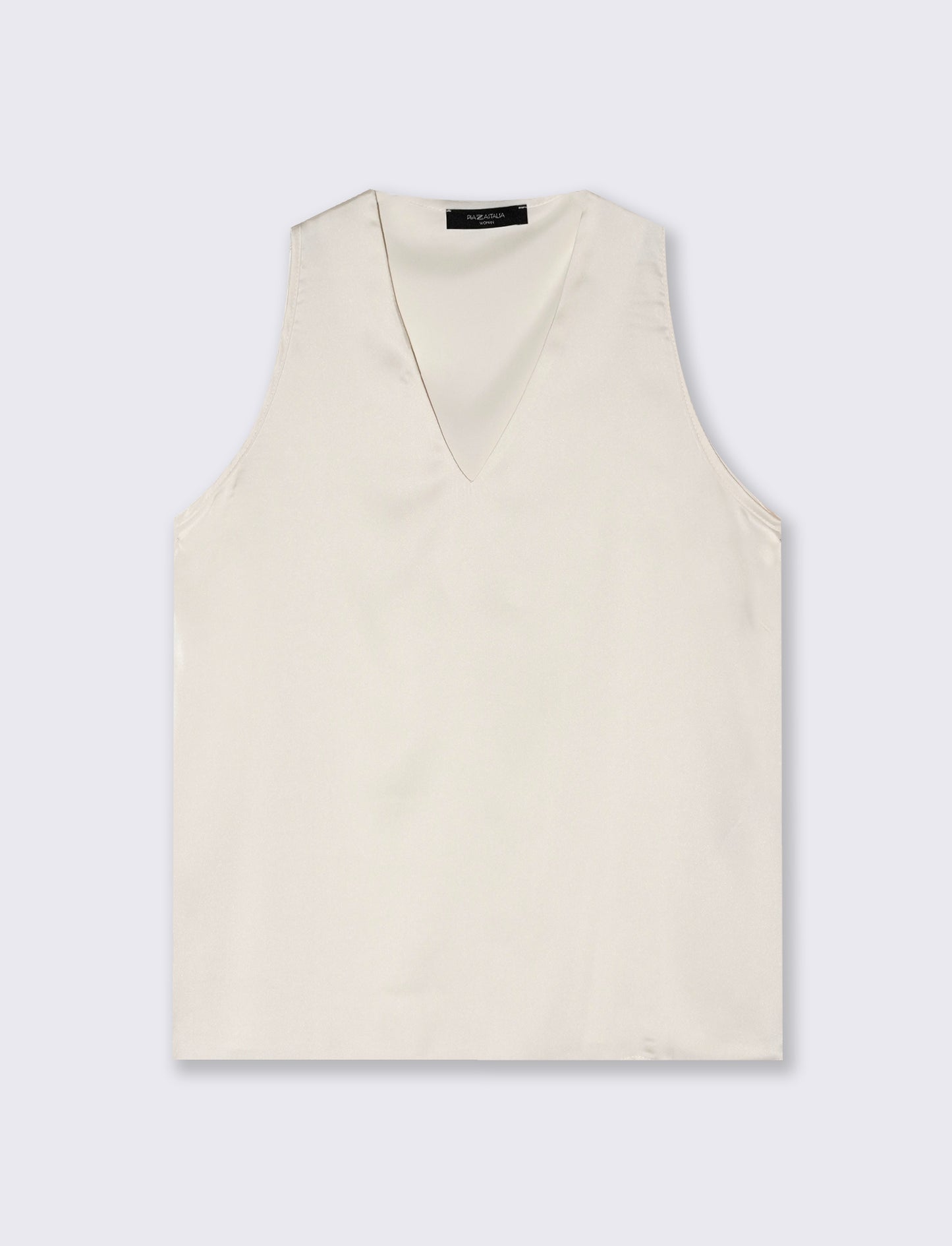 Top Scollo a V in Tessuto Leggero - Bianco panna