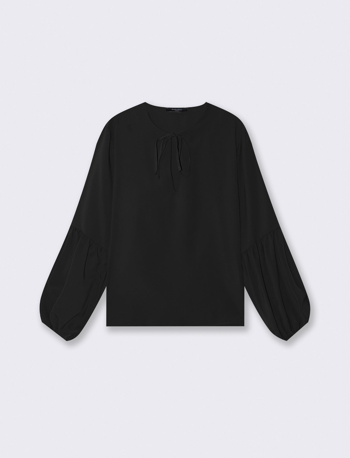 Casacca manica lunga con laccio scollo - Nero