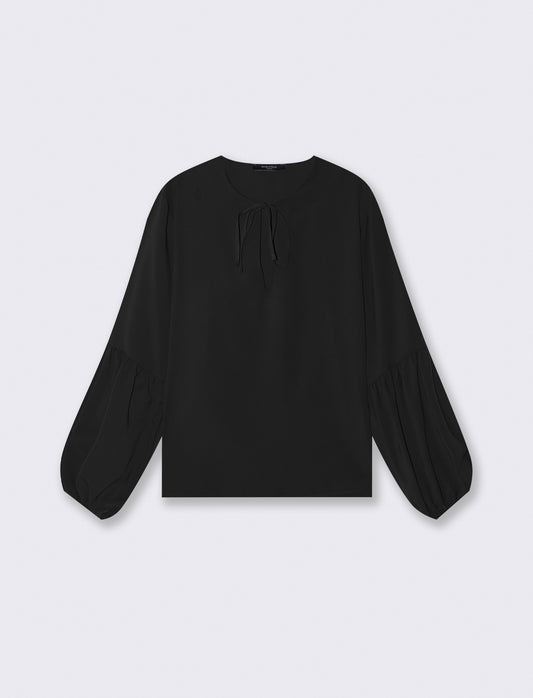 Casacca manica lunga con laccio scollo - Nero