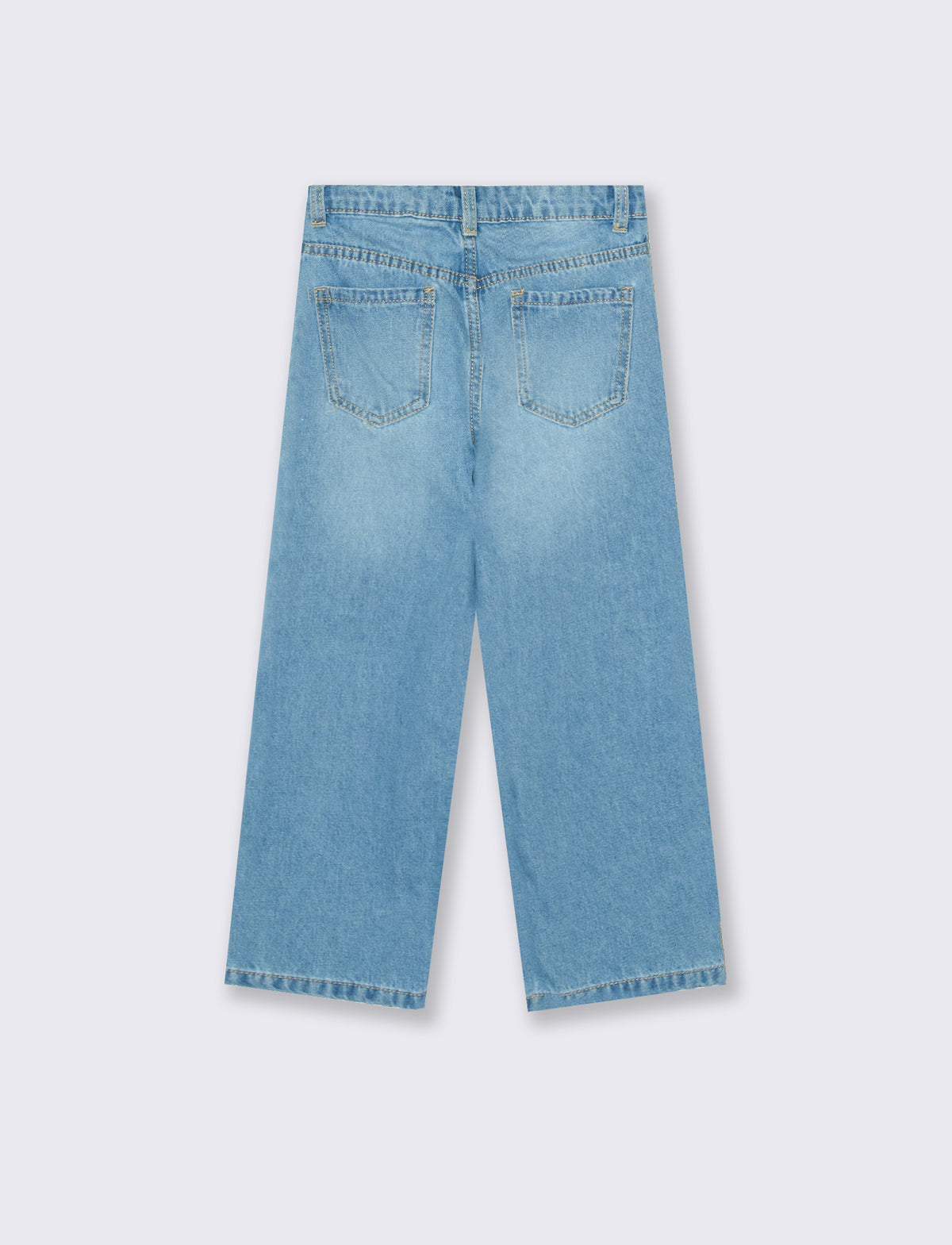 Cotton jeans with studs and wide leg - Blue