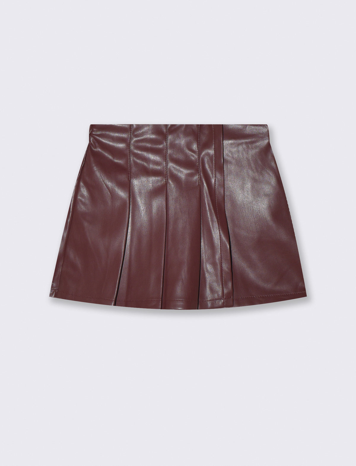 Short faux leather skirt with elastic - Red
