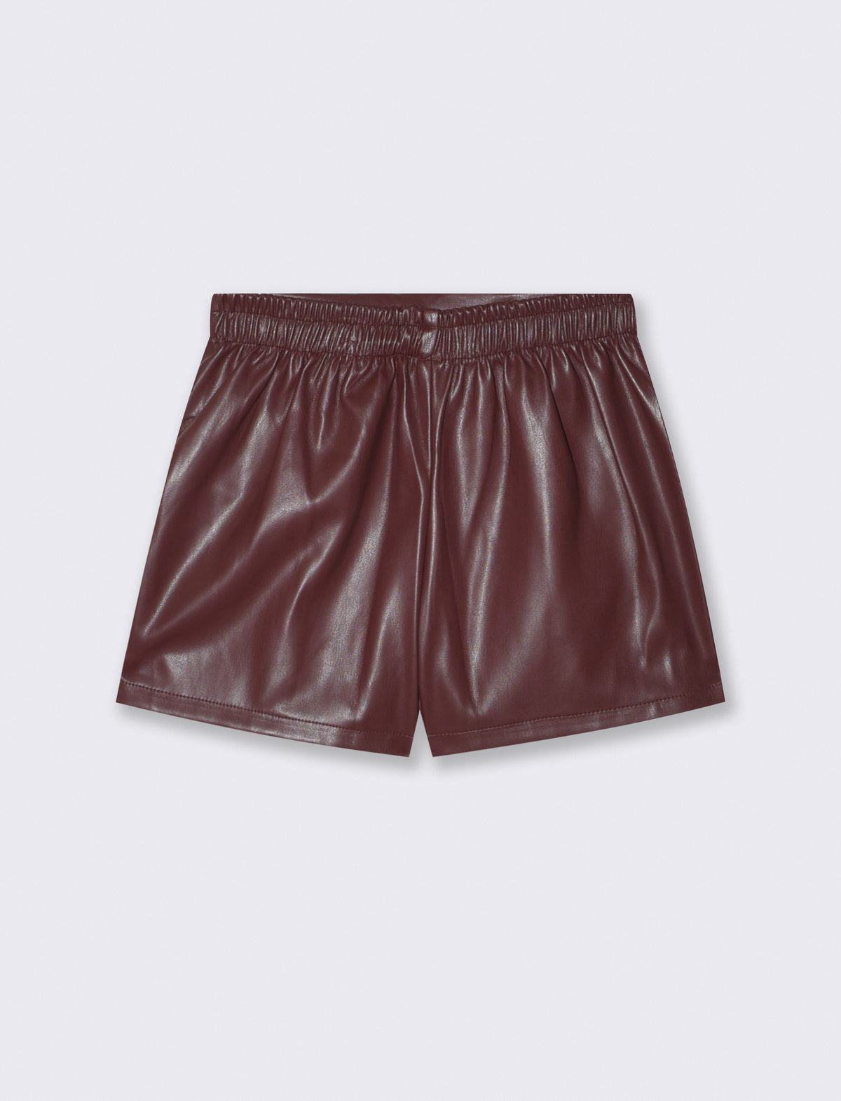 Short faux leather skirt with elastic - Red