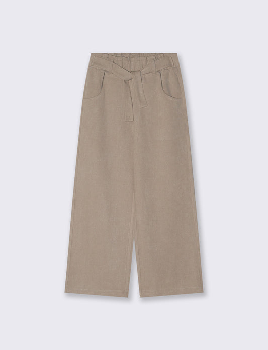 Soft and Glamorous Wide Leg Pants - Beige