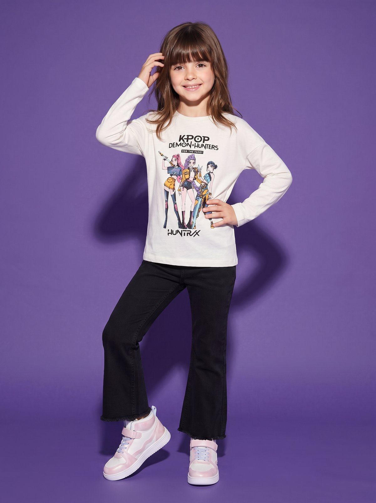 K-Pop Long Sleeve T-Shirt Demon Hunters - White