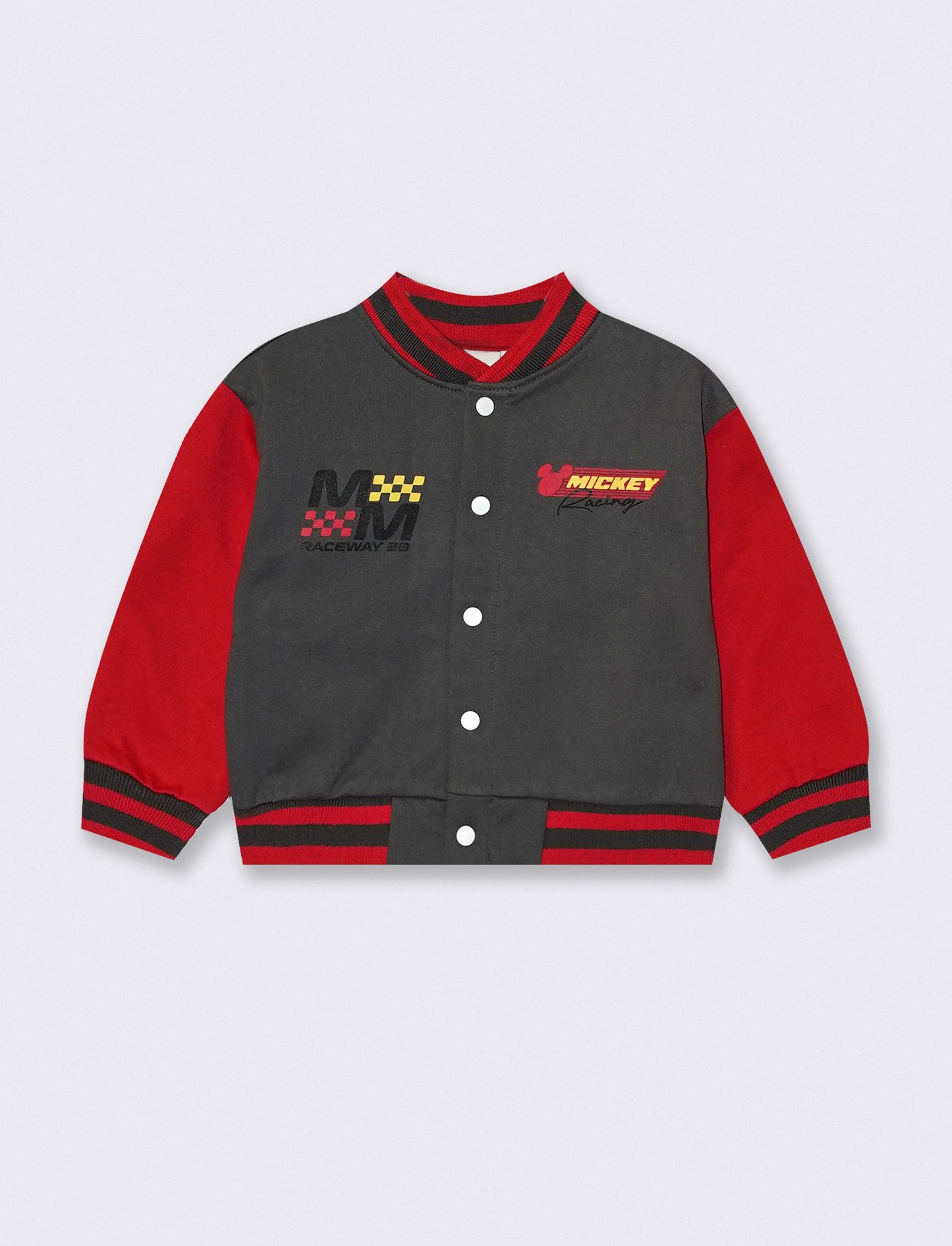 Felpa college con Mickey Mouse e bottoncini - Grigio piombo