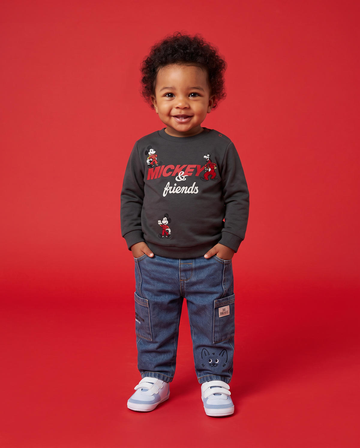 Long sleeve sweatshirt with Mickey Mouse print - Grey