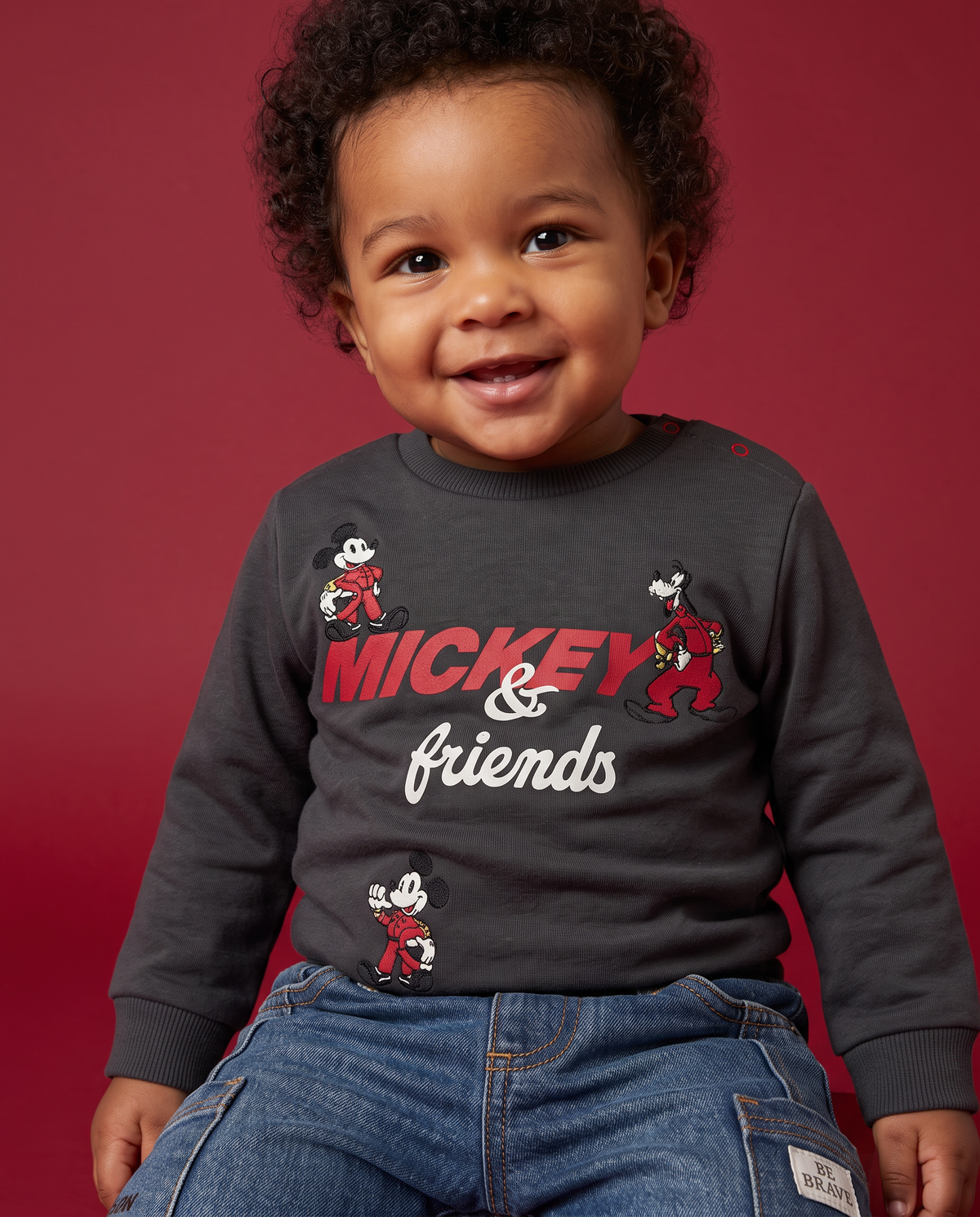Long sleeve sweatshirt with Mickey Mouse print - Grey