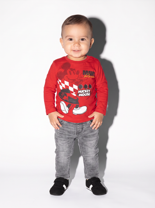 T shirt Mickey Mouse manica lunga sportiva - Rosso