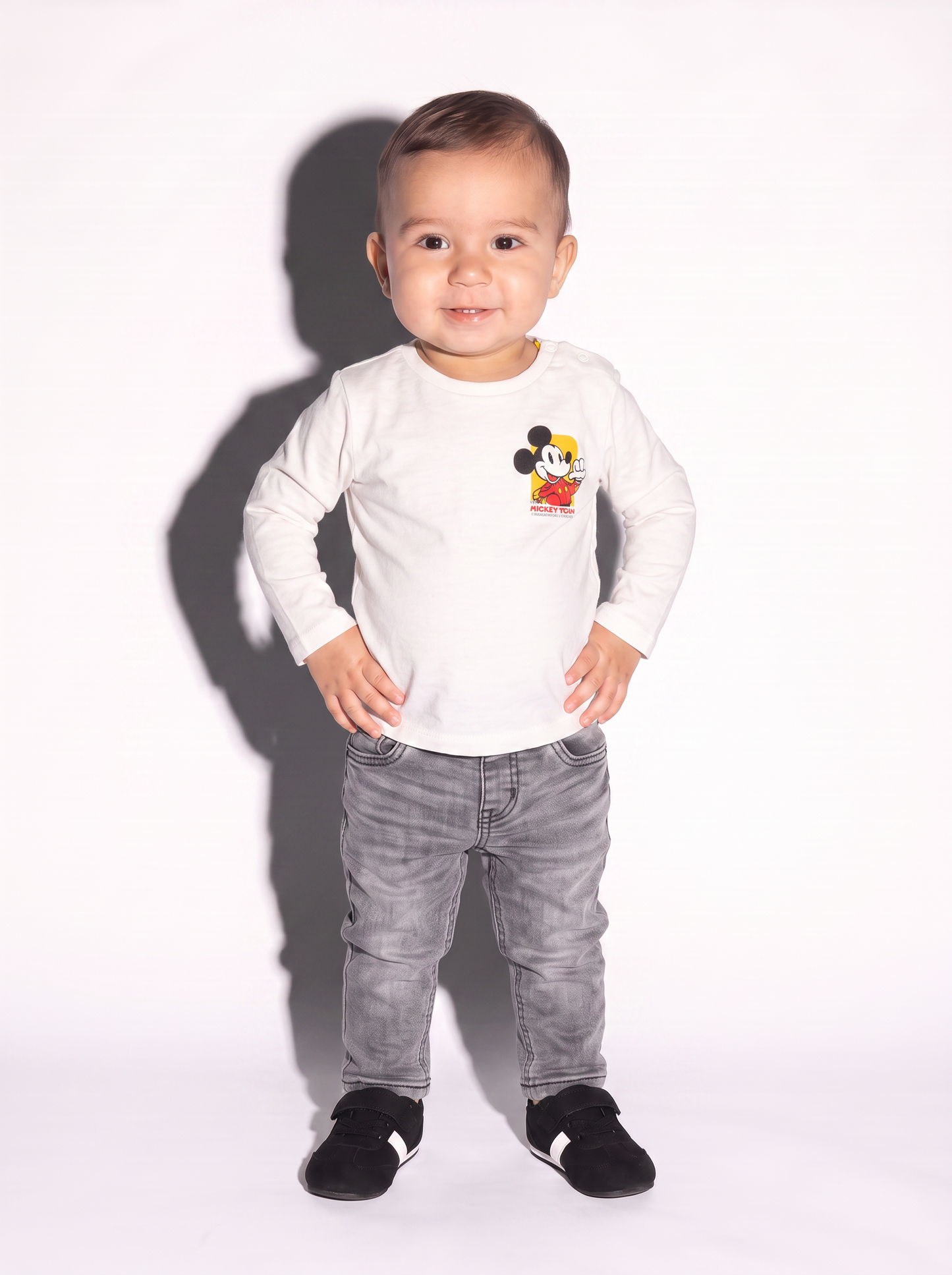 T shirt Mickey Formula 1 manica lunga - Bianco latte