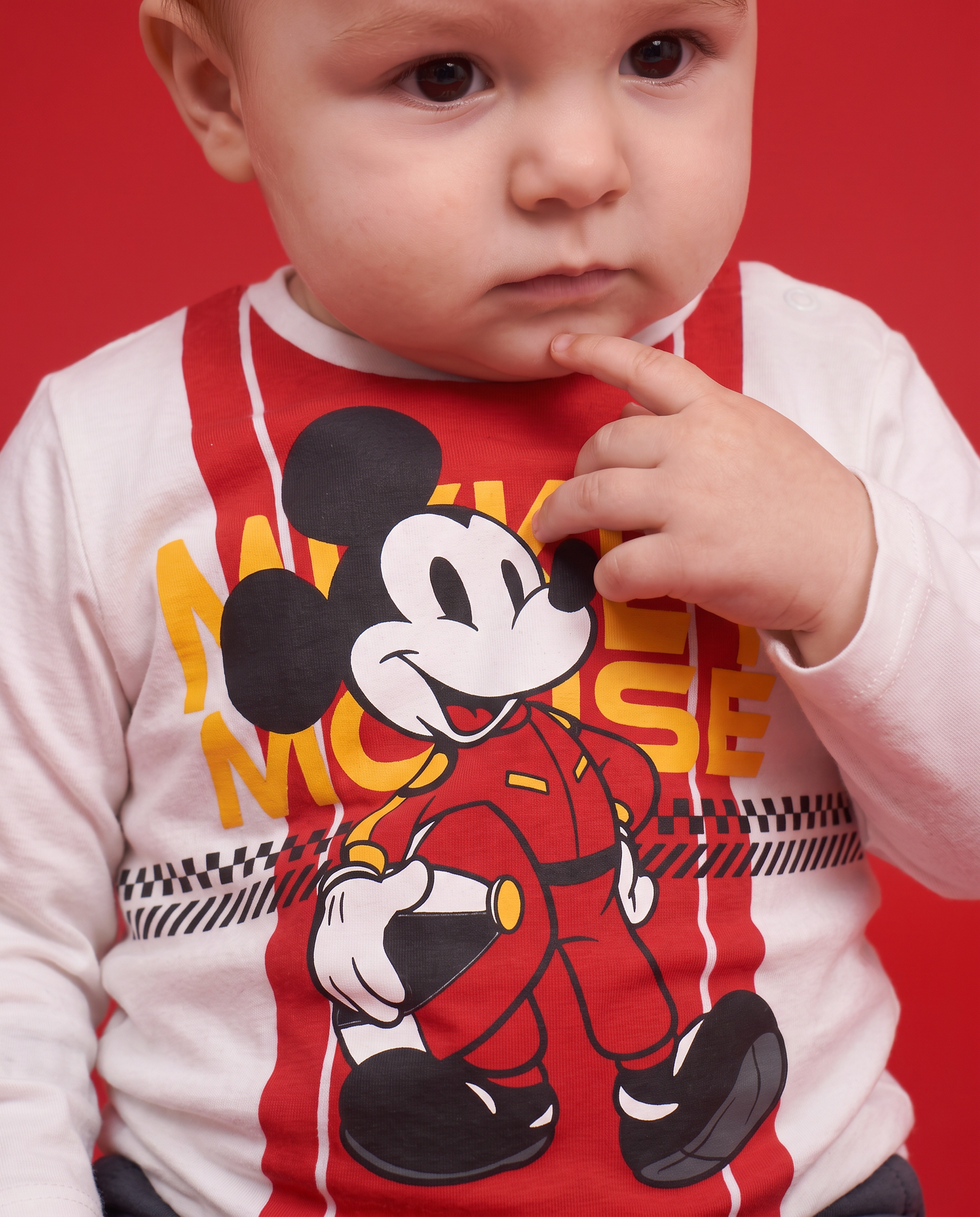 T shirt Mickey Formula 1 manica lunga - Bianco latte
