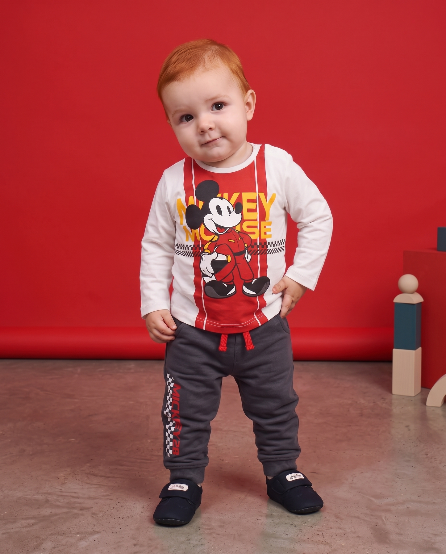 T shirt Mickey Formula 1 manica lunga - Bianco latte