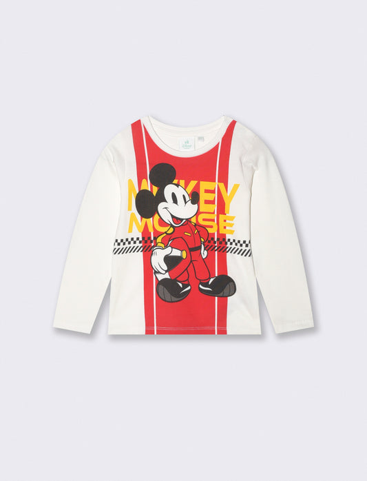 T shirt Mickey Formula 1 manica lunga - Bianco latte
