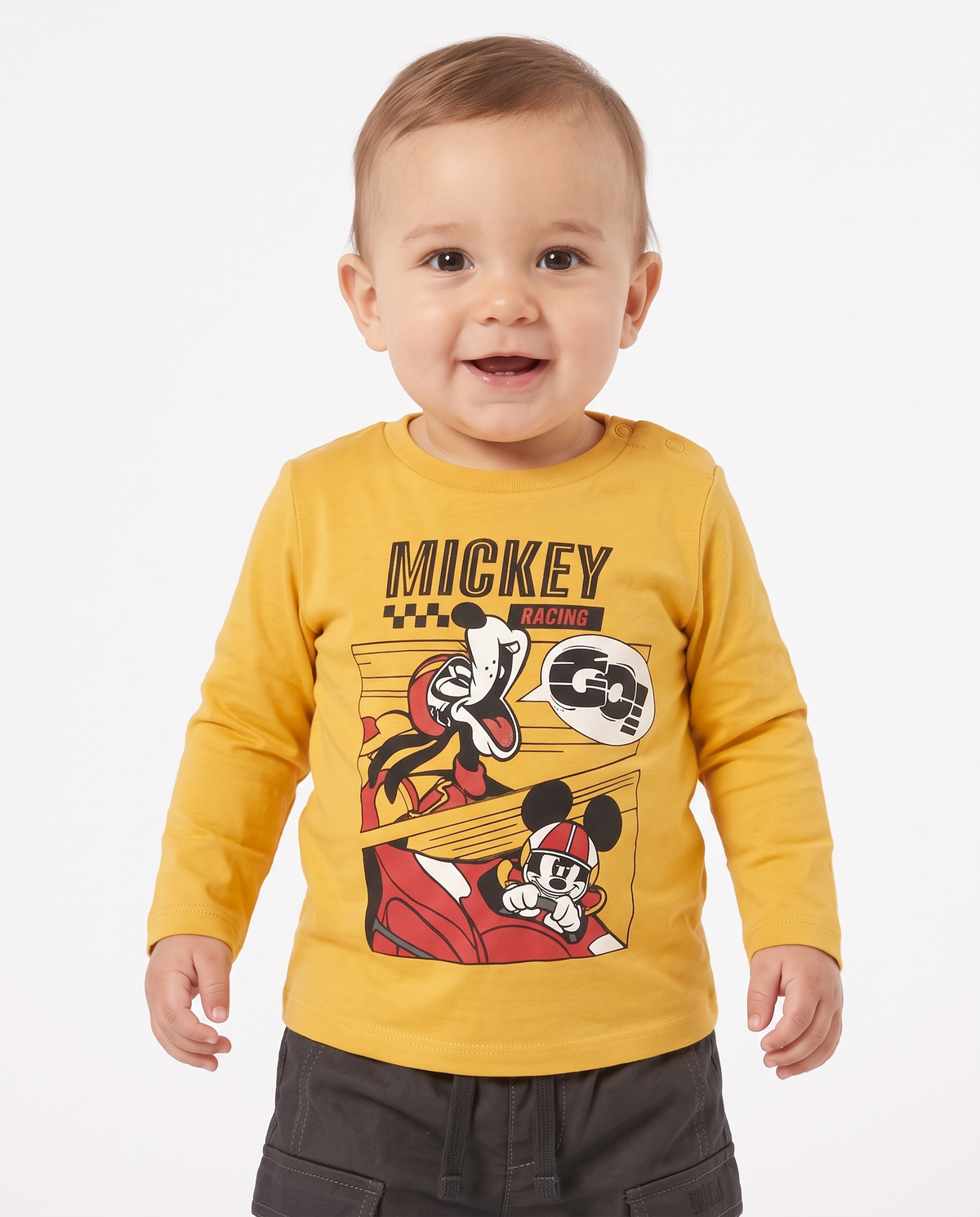 T-shirt Mickey Mouse manica lunga ocra - Ocra