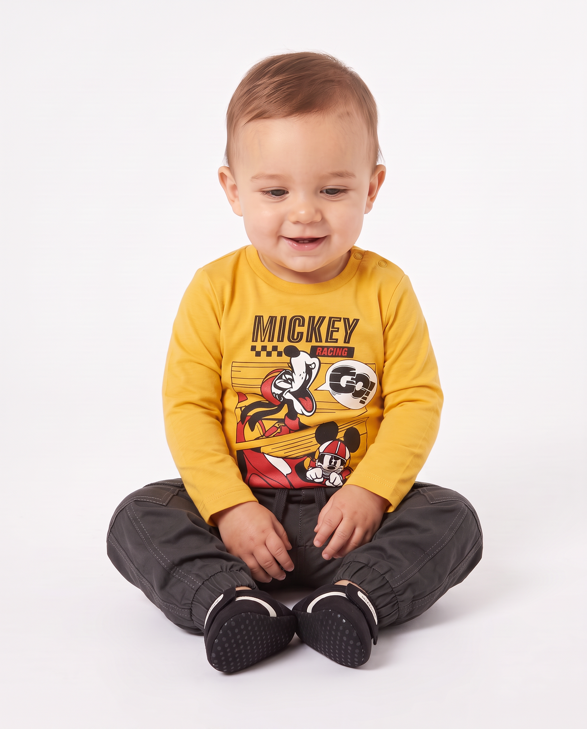 T-shirt Mickey Mouse manica lunga ocra - Ocra