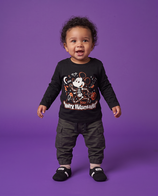 Long Sleeve Mickey Mouse Halloween T-Shirt - Black