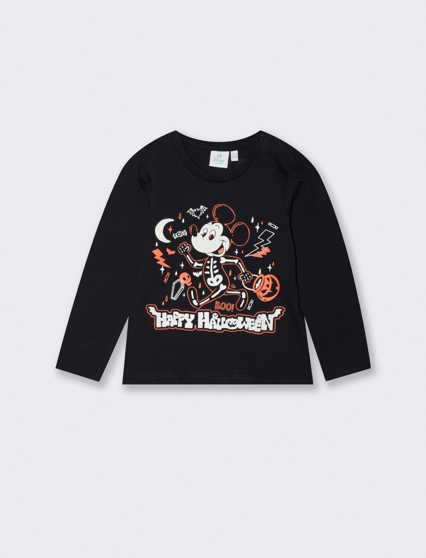 Long Sleeve Mickey Mouse Halloween T-Shirt - Black