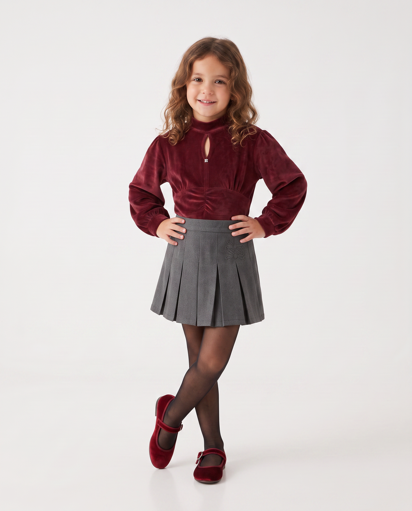 Body invernale bambina in ciniglia morbida - Bordeaux