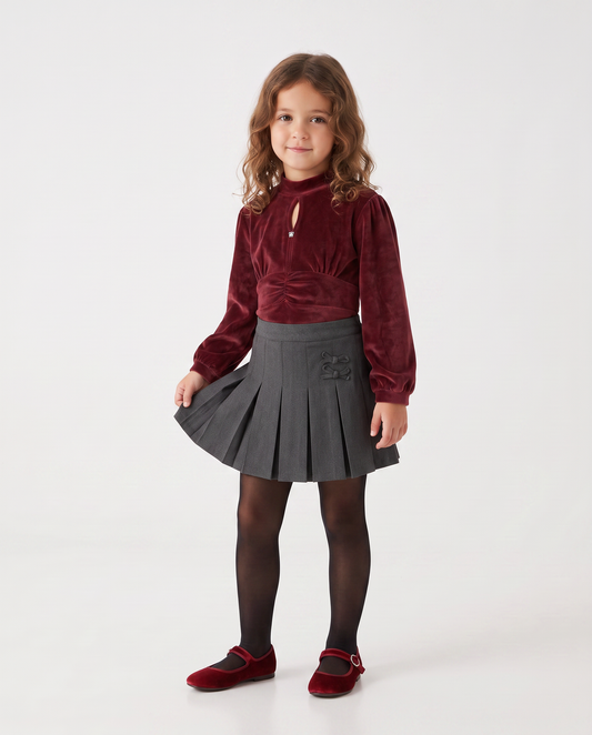 Body invernale bambina in ciniglia morbida - Bordeaux