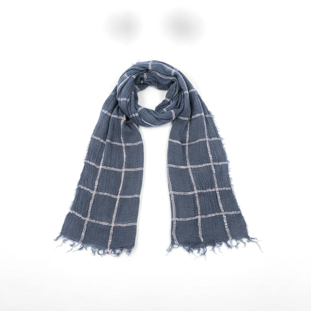 Lightweight and Stylish Checkered Scarf for Men - Blue