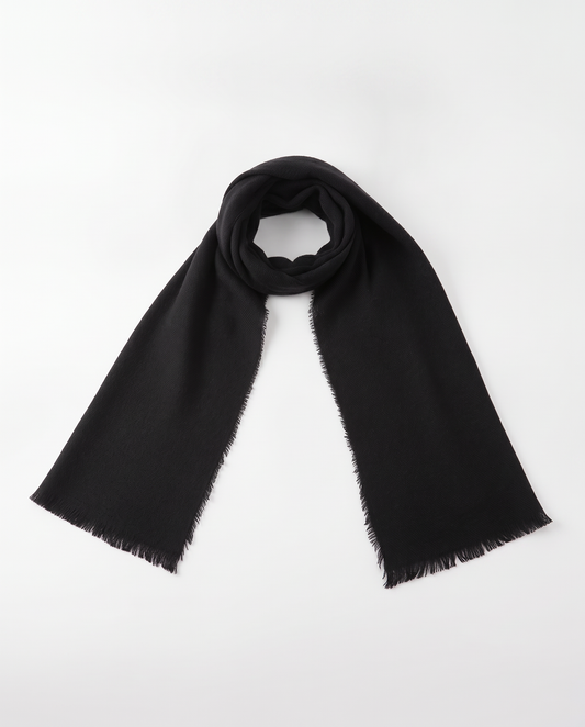 Structured solid color men's scarf - Black