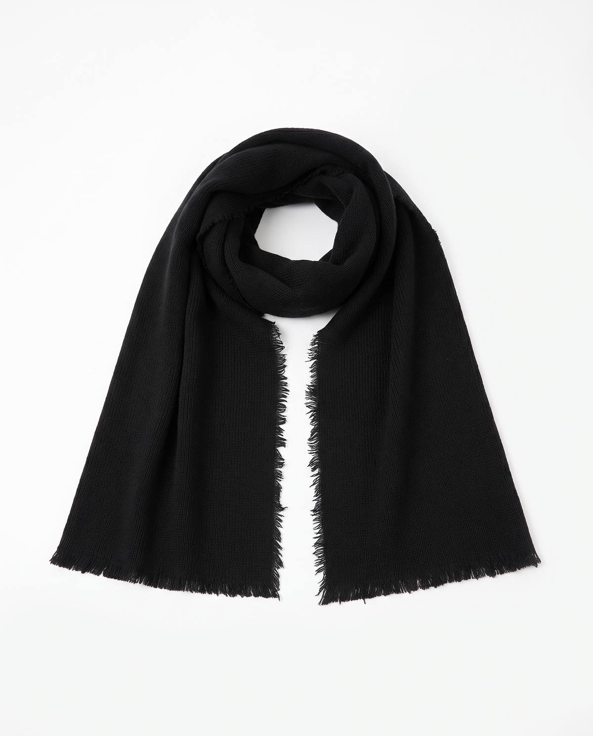 Structured solid color men's scarf - Black
