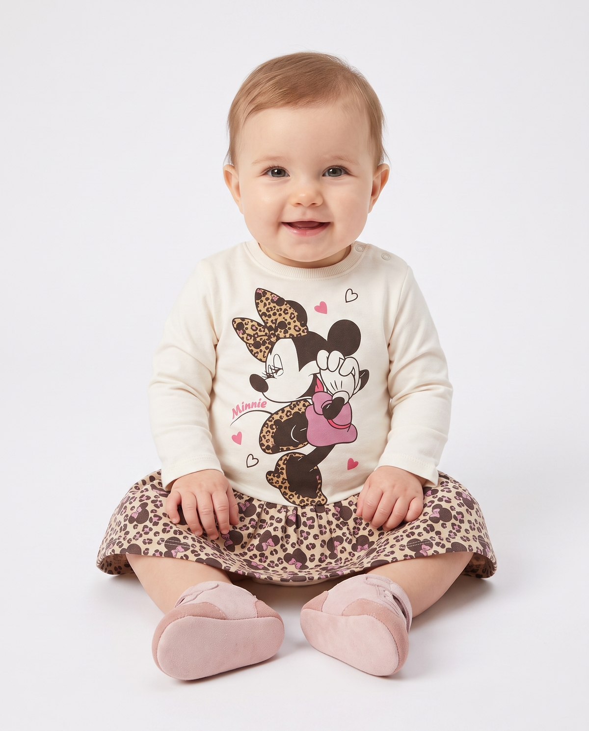 Minnie Leopard Print Dress with Ruffles - Multicolor