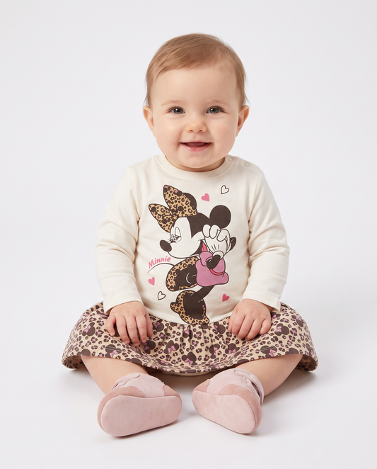 Minnie Leopard Print Dress with Ruffles - Multicolor