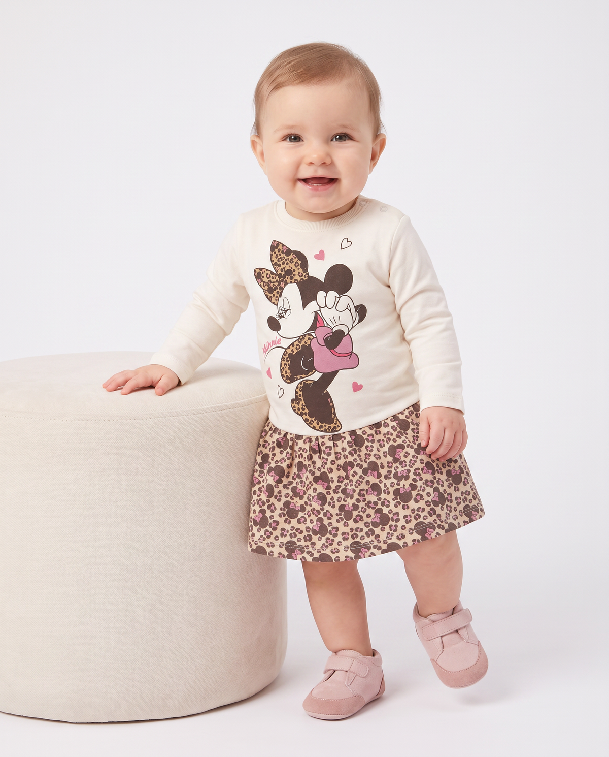 Minnie Leopard Print Dress with Ruffles - Multicolor