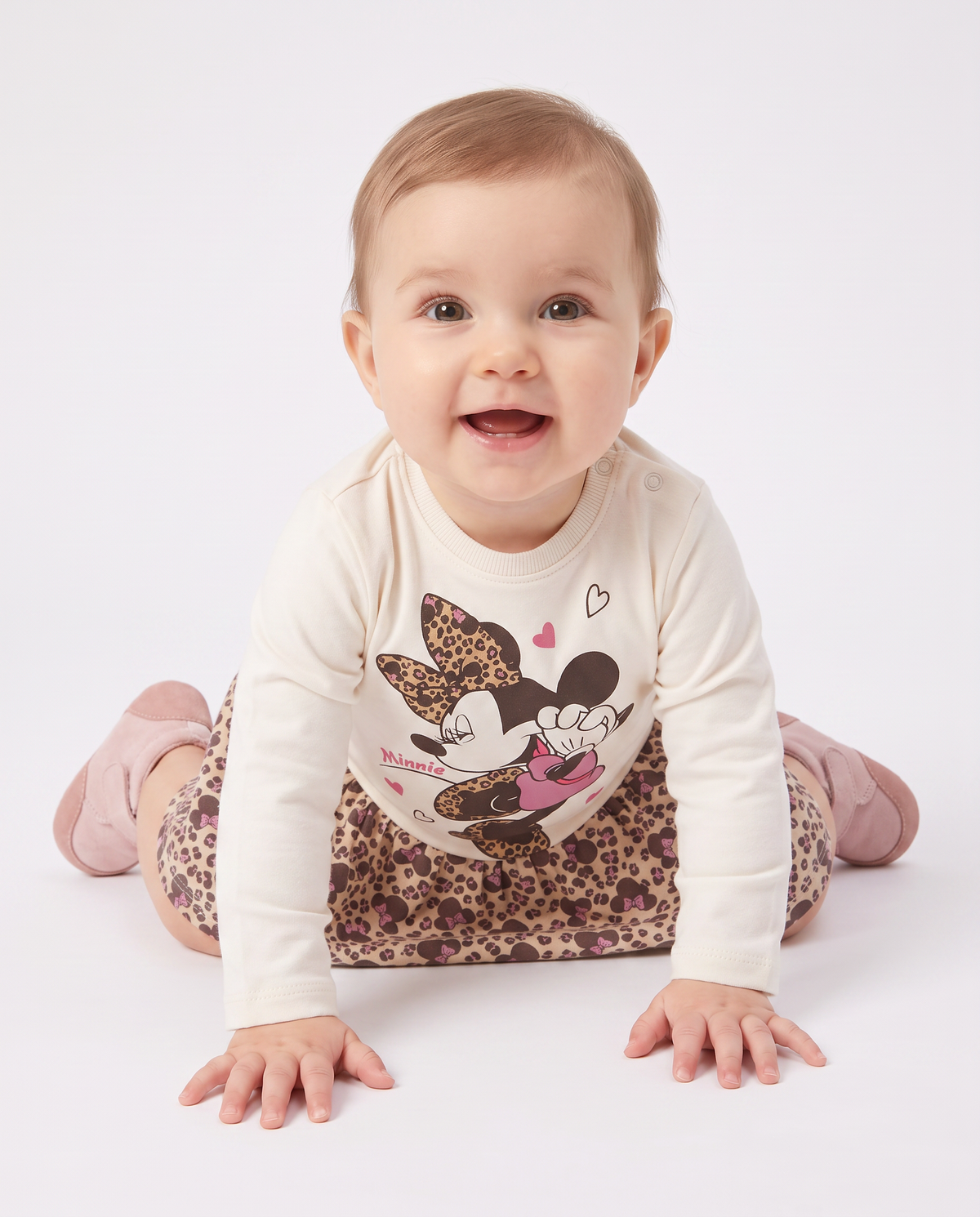 Minnie Leopard Print Dress with Ruffles - Multicolor