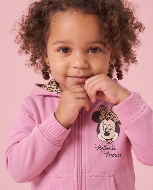 Felpa con cappuccio Minnie leopardata - Fuxia azalea