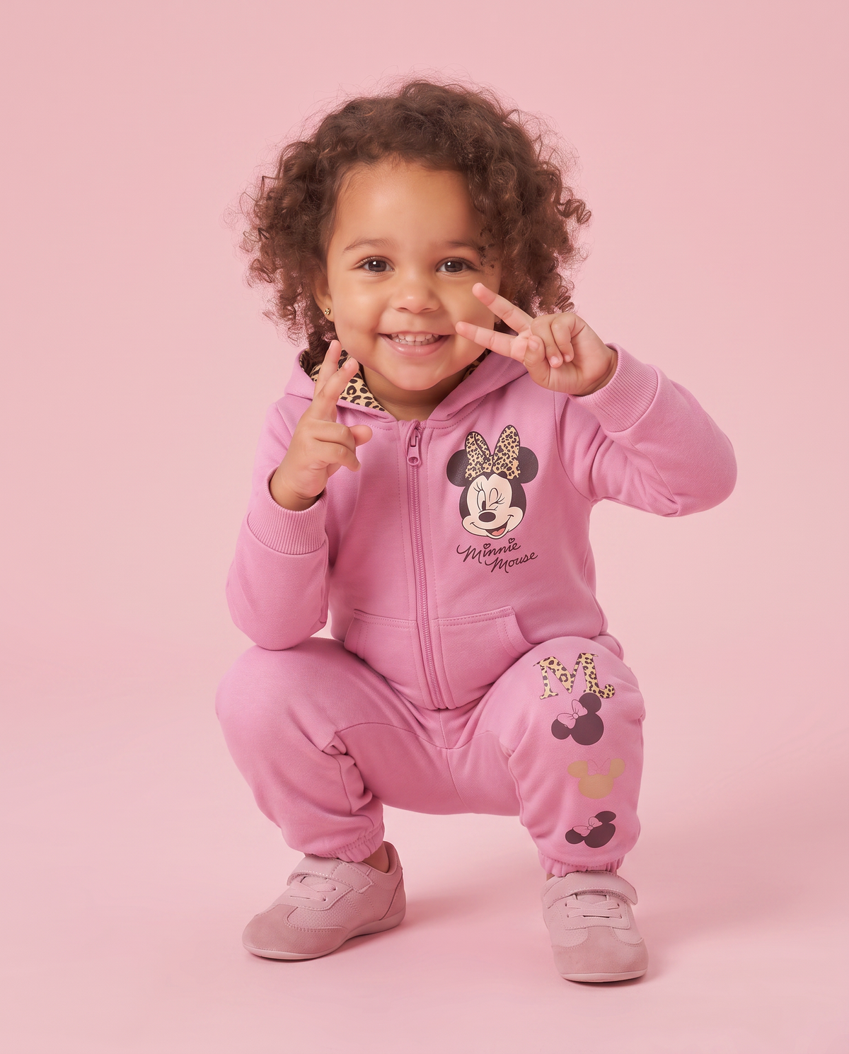 Leopard Print Minnie Hoodie - Fuxia