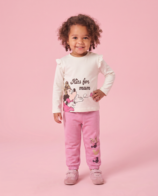 Minnie T-shirt with ruffled long sleeves - White