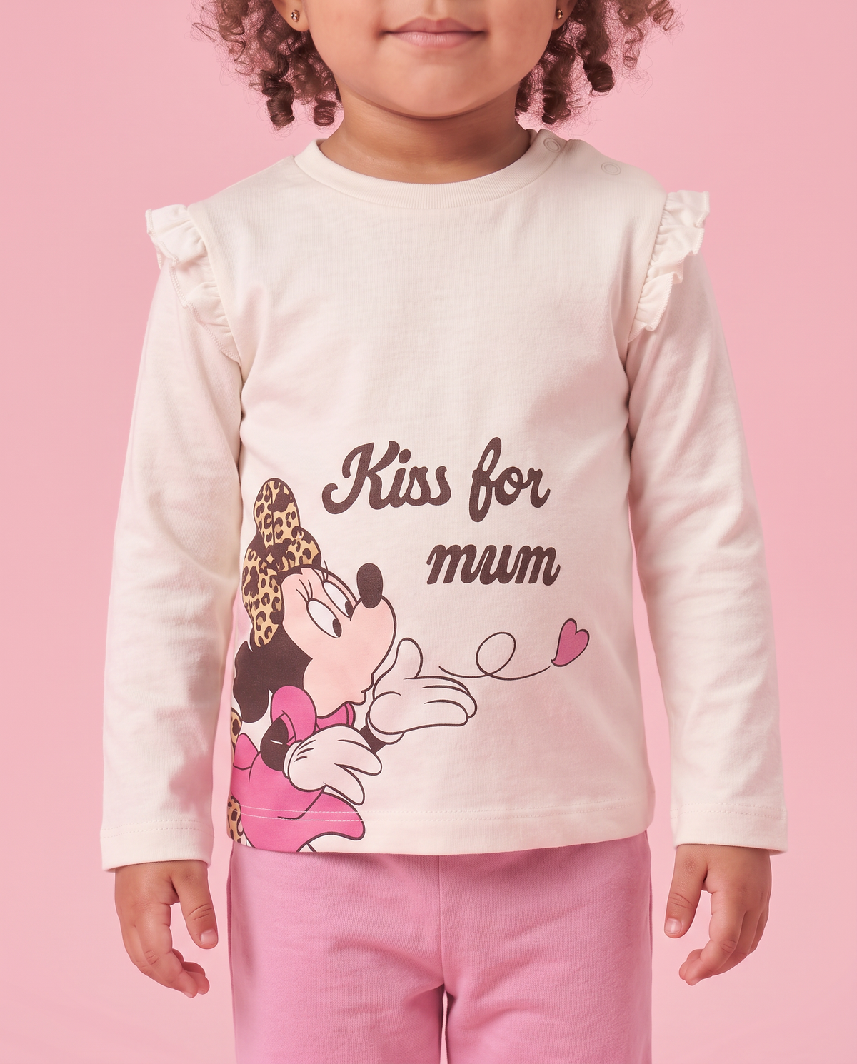 Minnie T-shirt with ruffled long sleeves - White