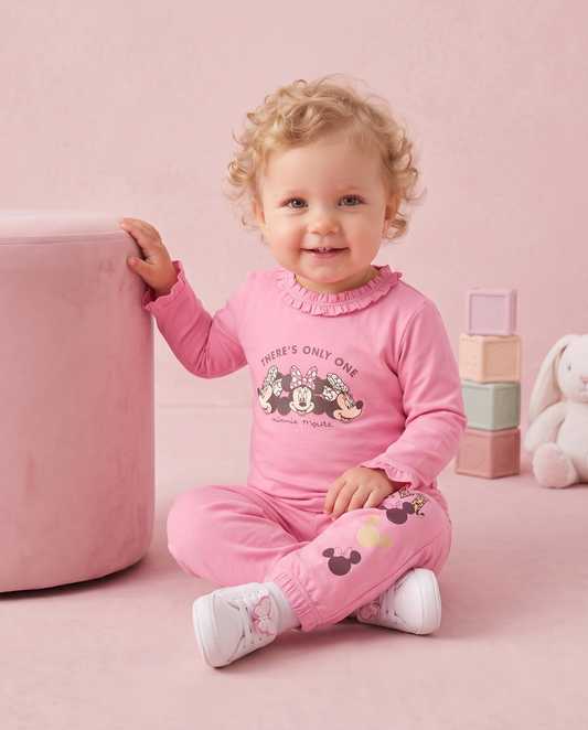 Minnie T-shirt with ruffles at the neck - Fuxia