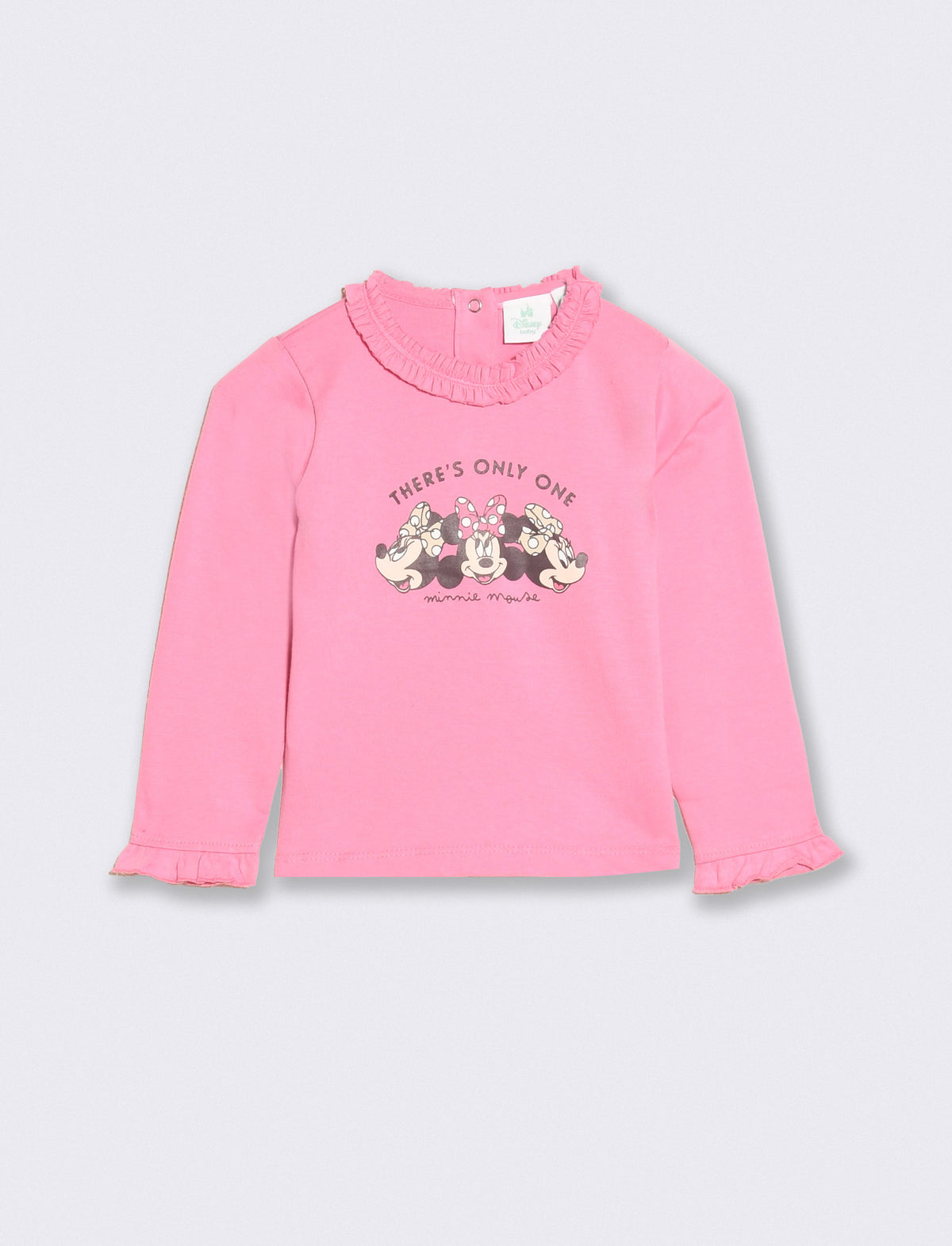 Minnie T-shirt with ruffles at the neck - Fuxia