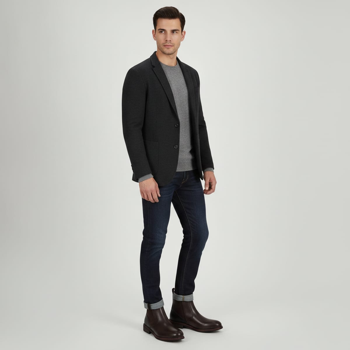 Stivale Chelsea Uomo in Poliuretano Nero - Marrone