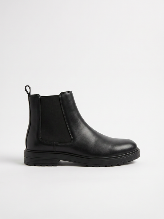Stivale Chelsea nero in poliuretano con fasce - Nero
