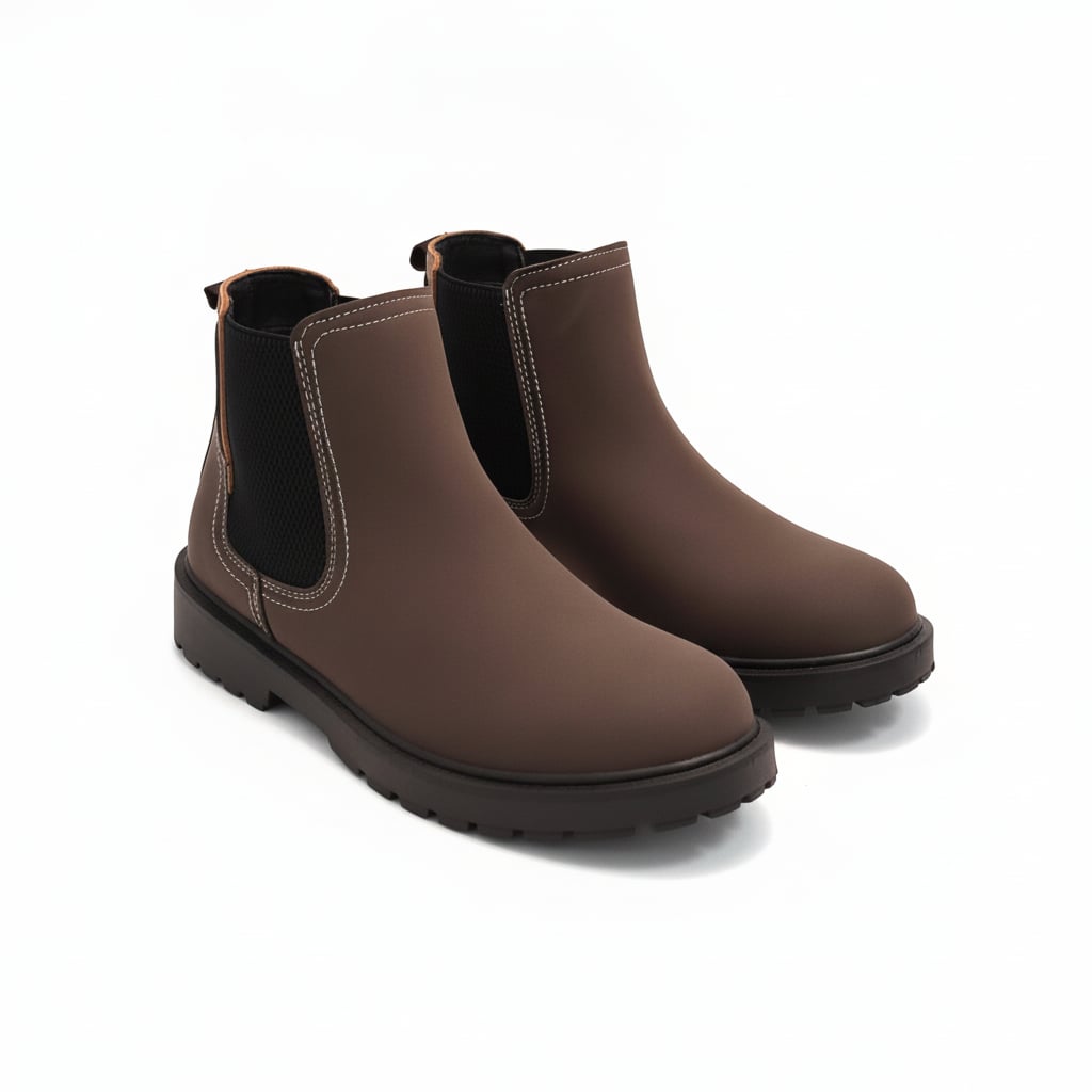 Brown men's boot with elastic bands - Brown