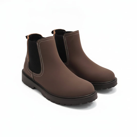 Brown men's boot with elastic bands - Brown
