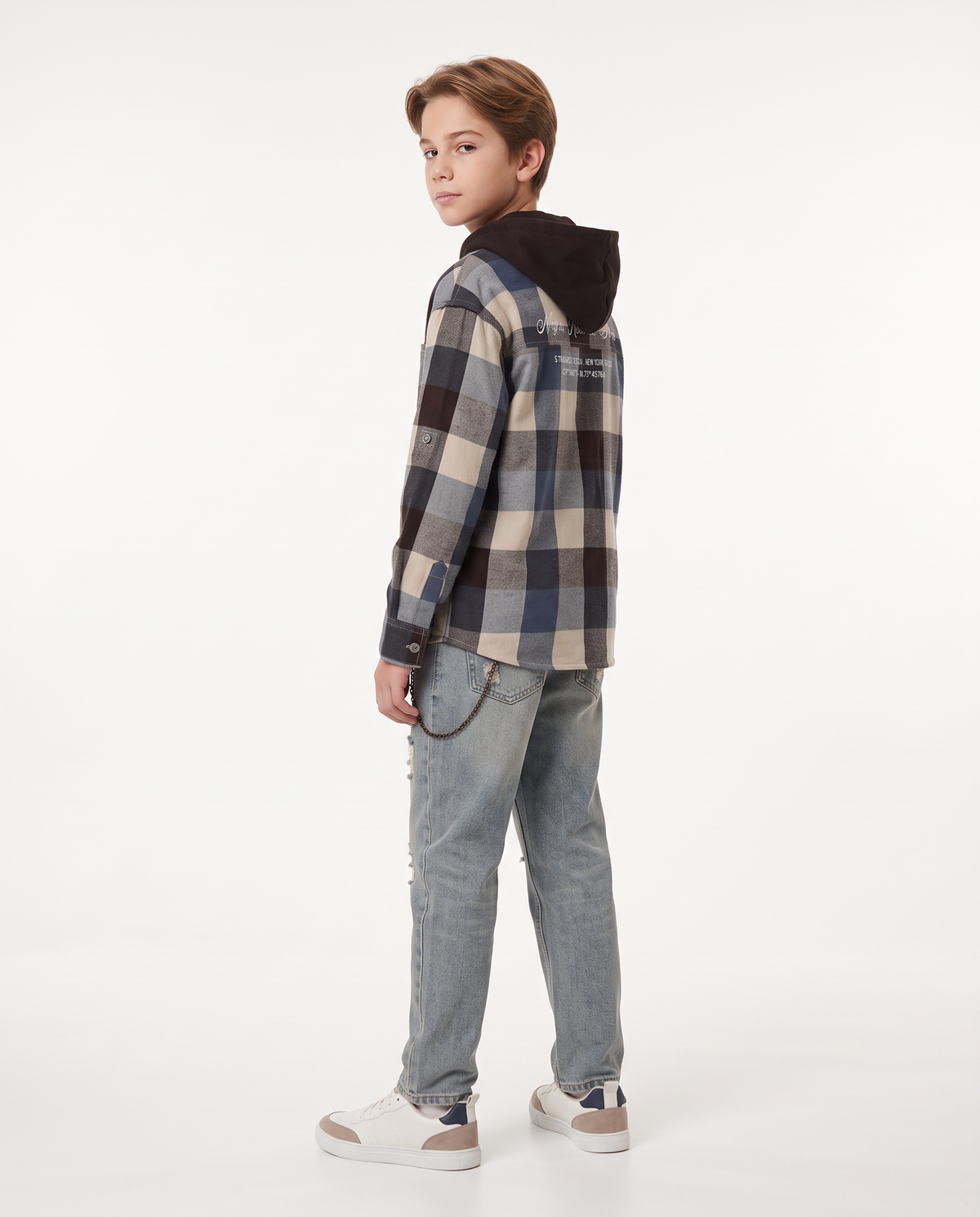 Flannel Shirt with Removable Hood - Multicolor