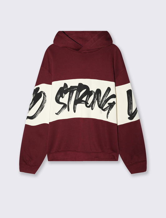 Hooded sweatshirt with band and print - Red