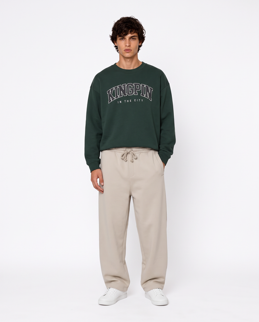 Crewneck sweatshirt with embroidery and applique - Green