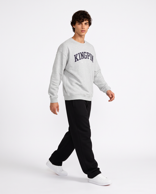 Crewneck sweatshirt with embroidery and applique - Grey