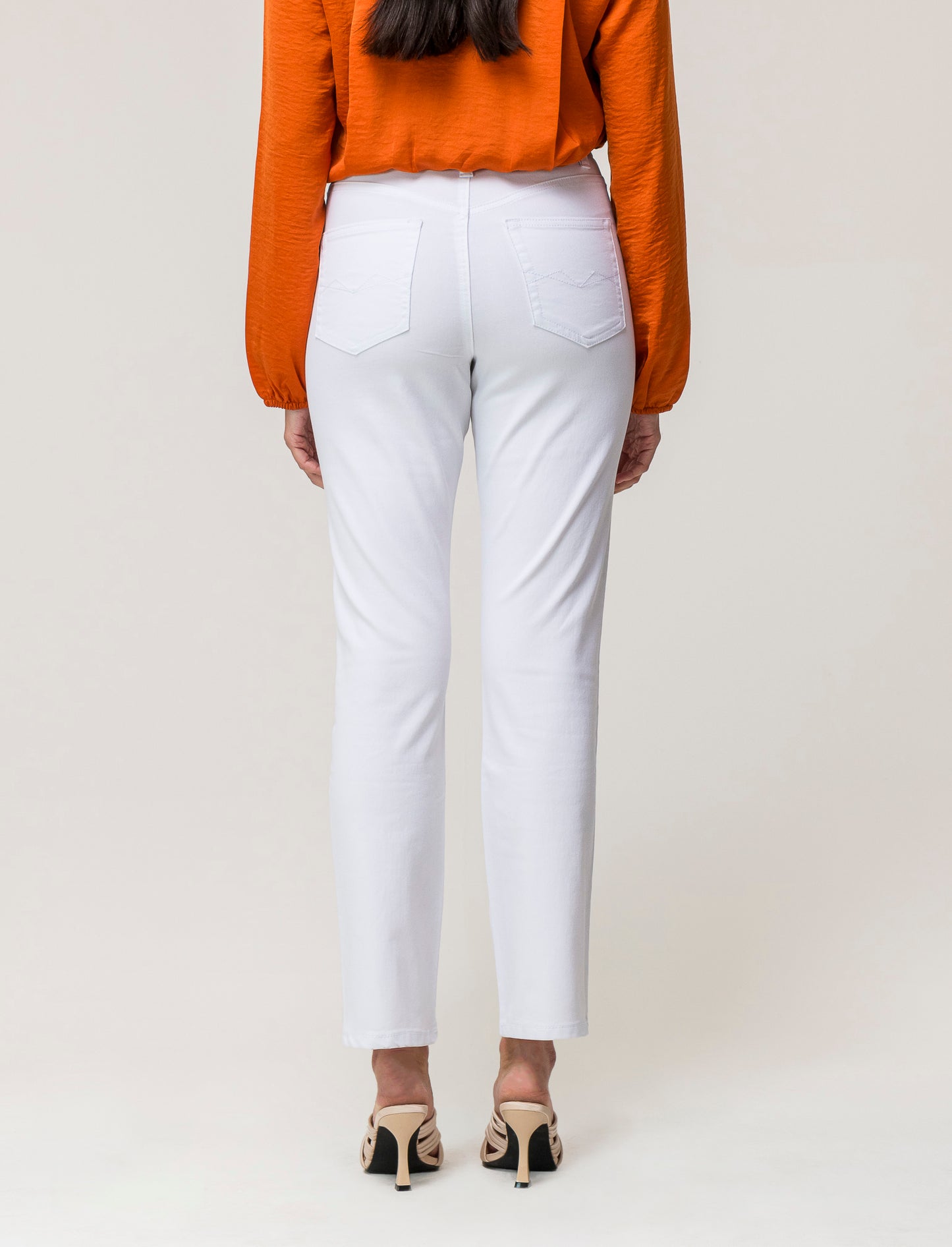 Pantalone skinny cinque tasche high waist gamba dritta - Bianco