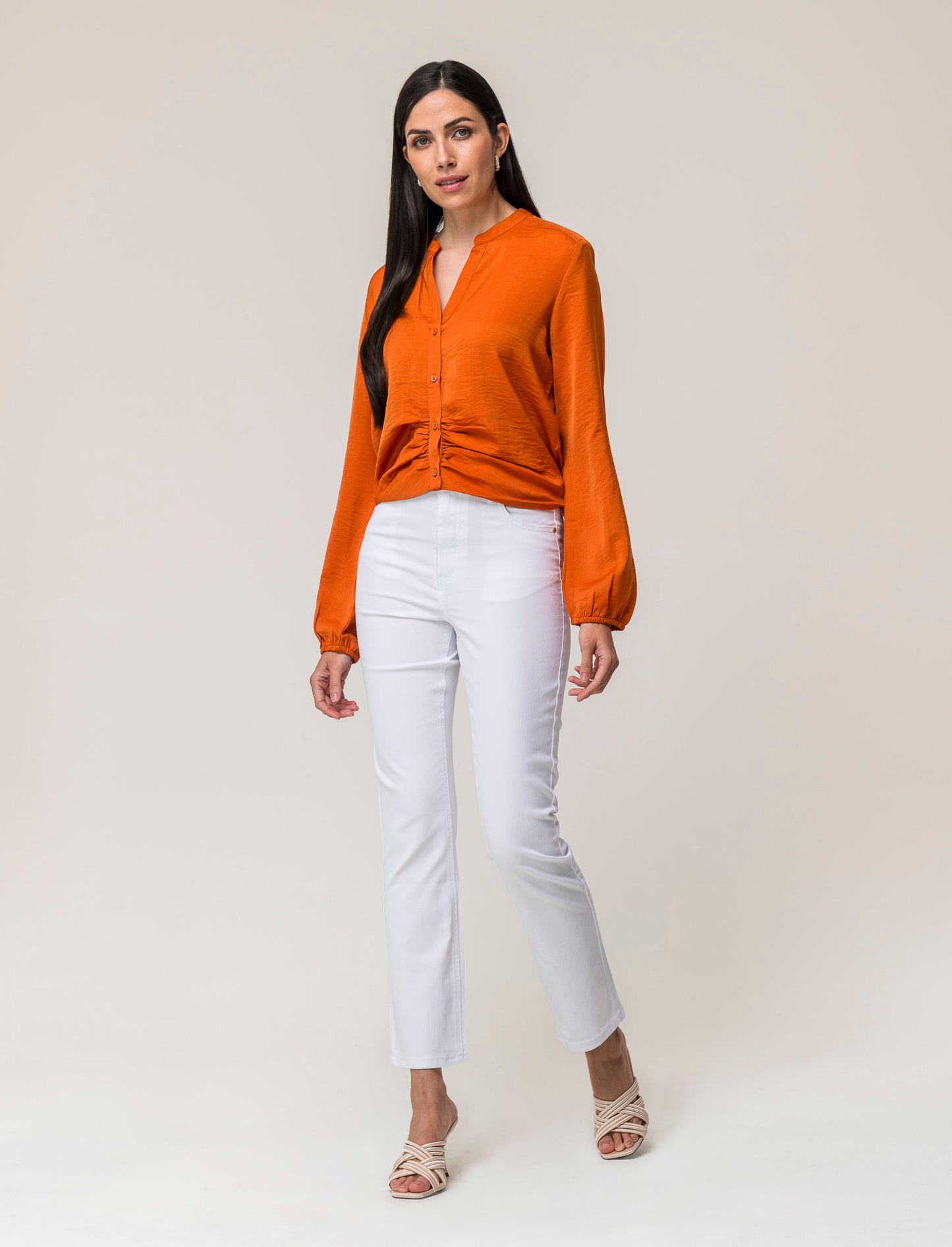 Pantalone skinny cinque tasche high waist gamba dritta - Bianco